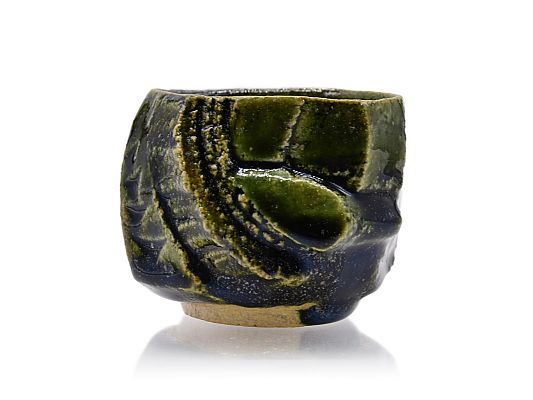 Yumiko Toda - Carved green oribe guinomi