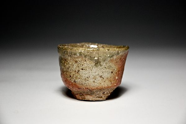 Uwe Lllmann - Sake cup, green natural ash glaze, stoneware, 7 days Anagama...
