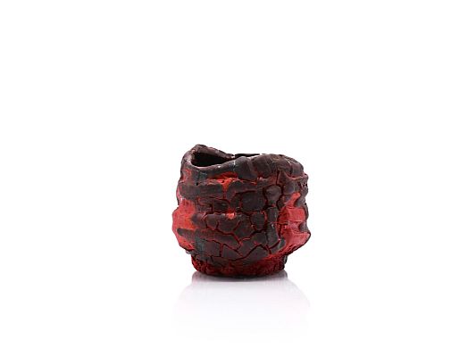  - Black urushi vermilion-lacquered guinomi