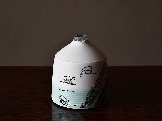  - Mudlarking Bottle.  Porcelain with glass bottle top found on...