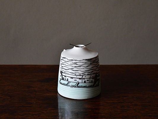 - Mudlarking Inkwell.  Porcelain with pipe stem and handmade p...