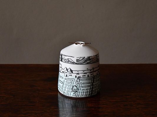  - Mudlarking Inkwell.  Porcelain with pipe stem and handmade p...