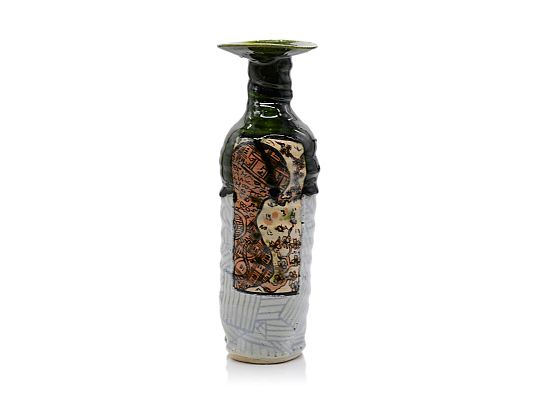  - Iro-Shino Oribe sake-bottle