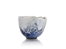 Ocean Wave Chawan (ceremonial tea bowl) by Yoca Muta