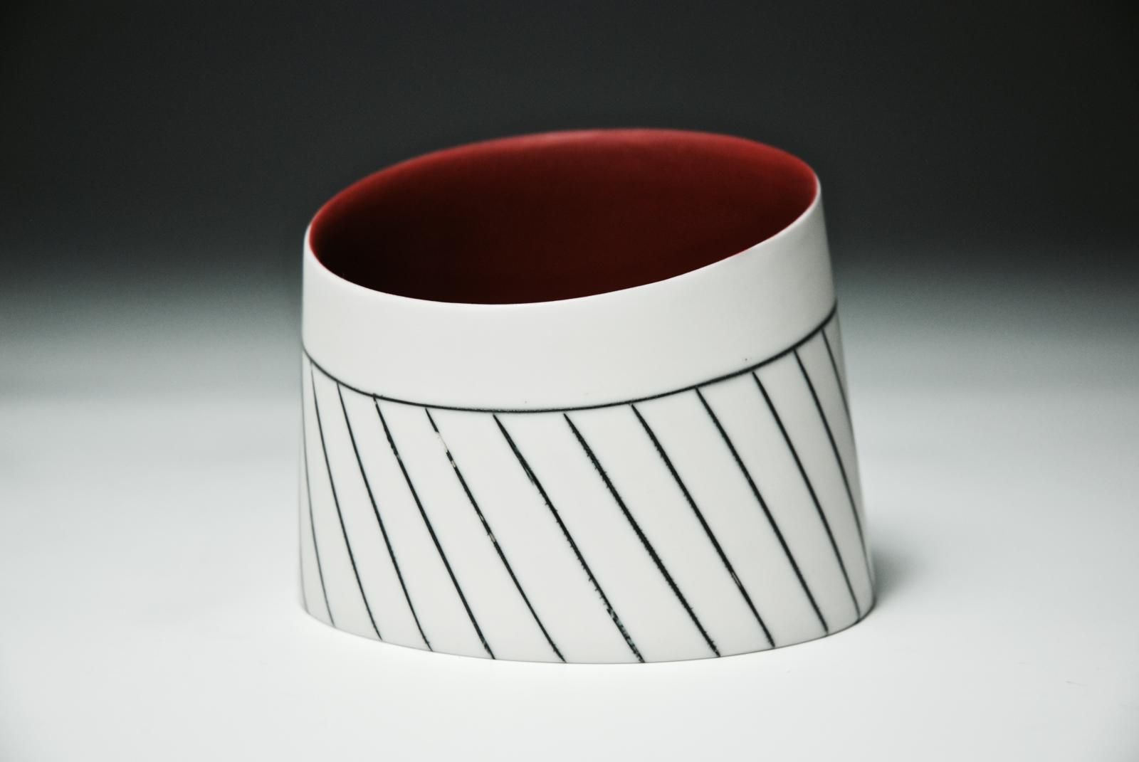 Tilted Vessel with Red interior I by Lara Scobie