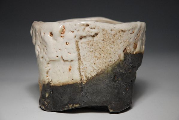 Jeff Shapiro - Coiled Stoneware Chawan. Decorated with  Black Oribe and Whi...