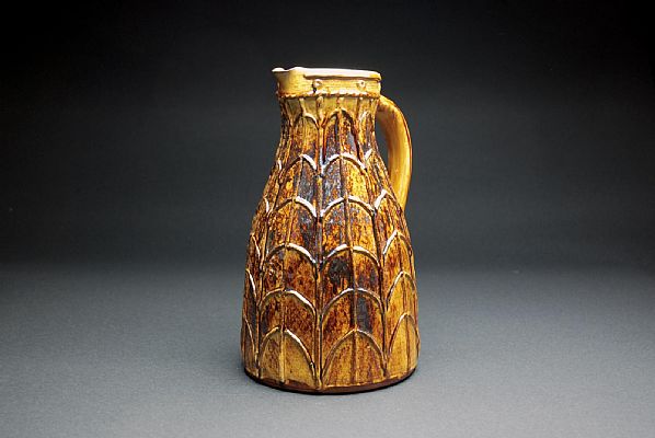 Doug Fitch - Large Tapered Honey Coloured Applique Jug