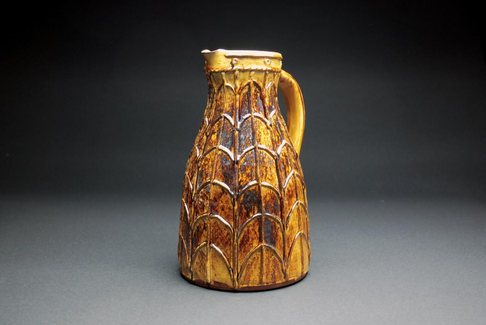 Large Tapered Honey Coloured Applique Jug by Doug Fitch