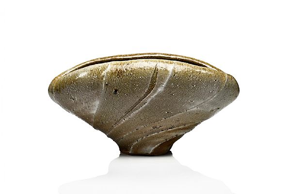 Kazuya Ishida - Spiral Vase FormBizen Clay Body, Anagama Fired with Heavy Pi...