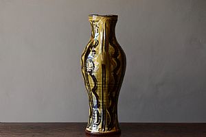 Combed Baluster Jug, Yellow over Black by Doug Fitch