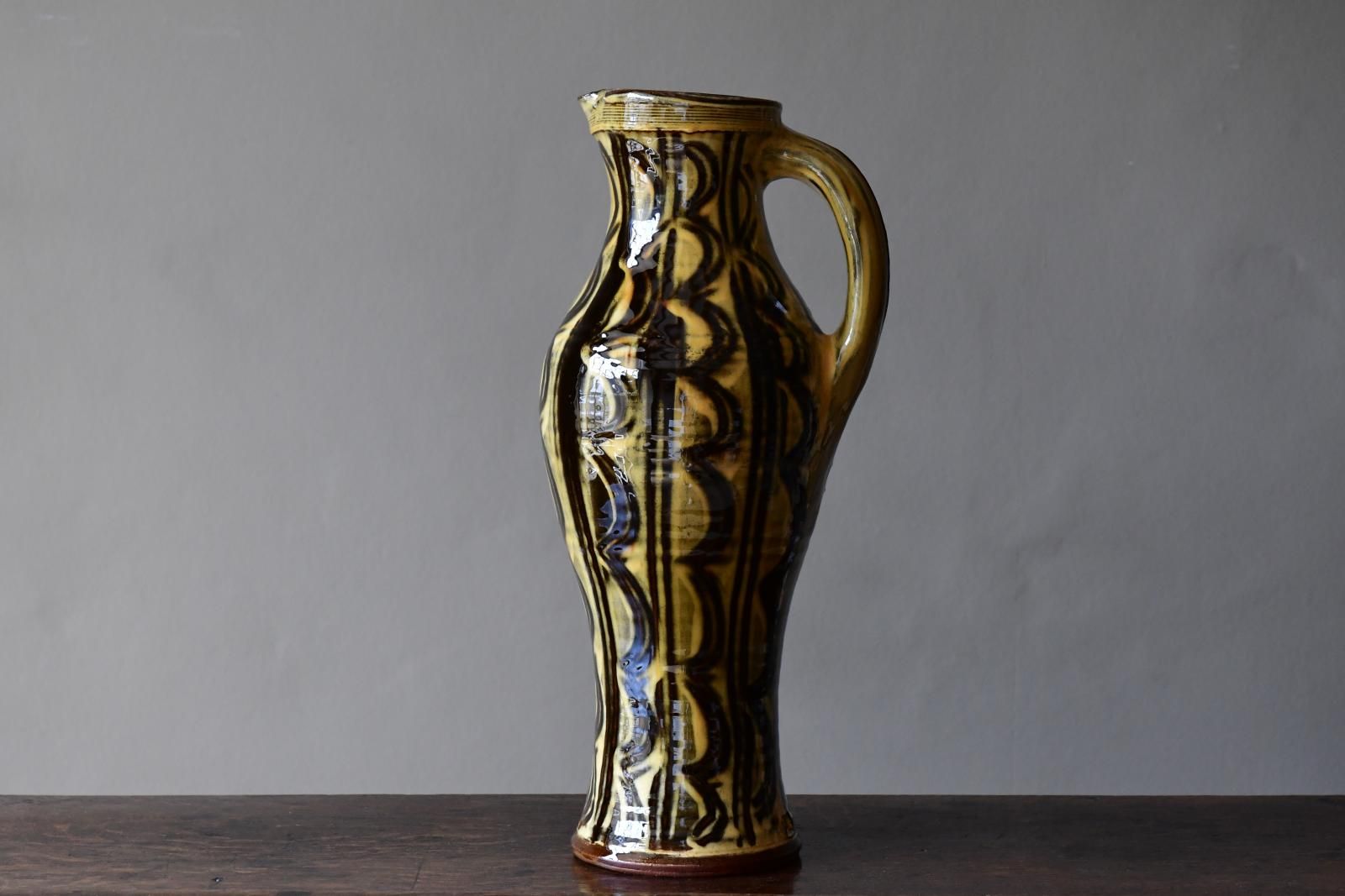 Combed Baluster Jug, Yellow over Black by Doug Fitch