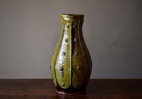 Slender Button Jug, Green and Black by Doug Fitch