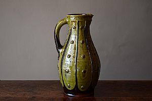 Slender Button Jug, Green and Black by Doug Fitch