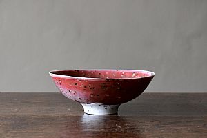 Small Copper Red River Grogged Porcelain Bowl by Peter Wills