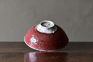 Small Copper Red River Grogged Porcelain Bowl by Peter Wills