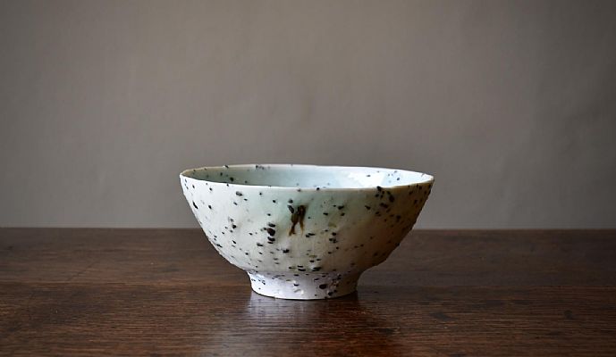 Peter Wills - Small Green Bowl with River Grog and Wood Ash Glaze