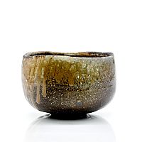 Chawan with natural ash glazing, Anagama fired by Mamoru Shibaoka