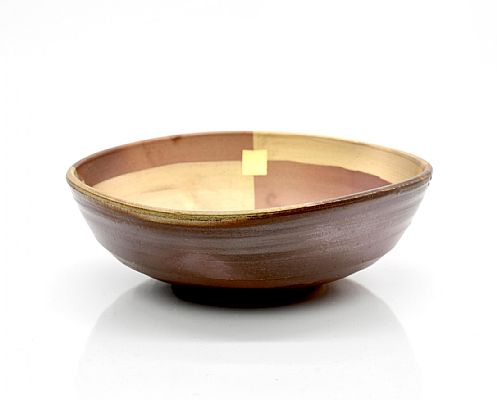Yasuo Terada - Bowl, unglazed, gold and silver enamels, Anagama Fired