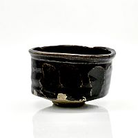 Hikidashi Seto-Guro Chawan,Black Seto glaze, Noborigama Fired by Yasuo Terada
