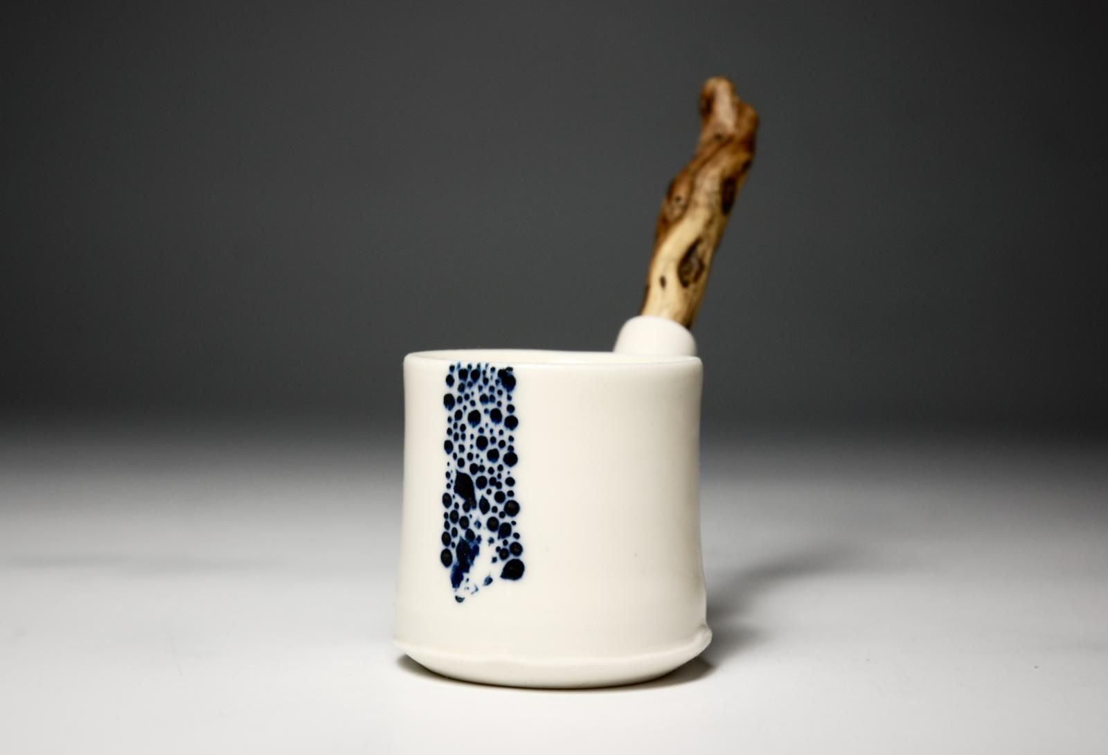 Drift wood handled salt pot by Richard Heeley