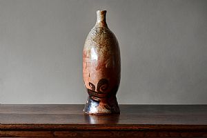 Large Pilgrim Bottle with Autumn Bulrushes Design by Richard Heeley