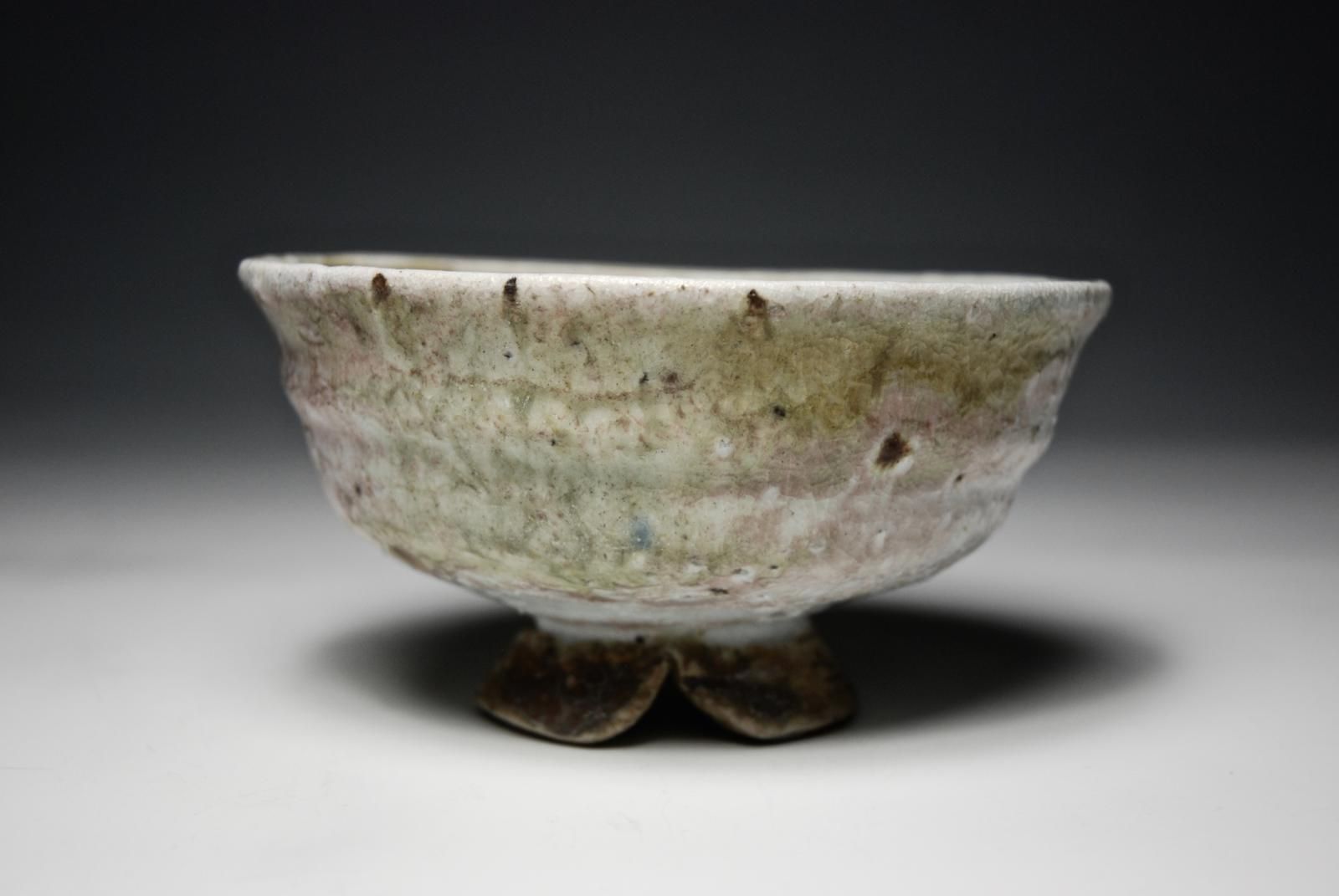 Split foot ash glazed bowl by Sim Taylor