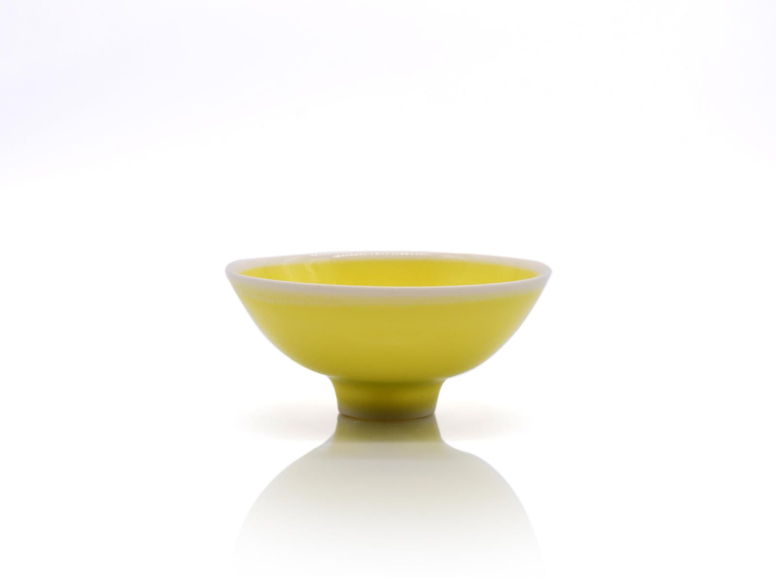 Tiny Yellow Bowl with Bronze Band and Ash Glaze by Peter Wills