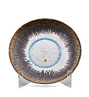 Large White Platter with River Grog, Bronze Rim and Turquoise Band by Peter Wills