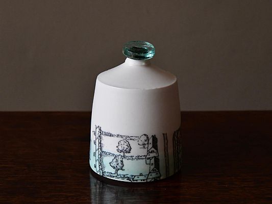 Raewyn Harrison - Mudlarking Bottle.  Porcelain with glass stopper found on th...