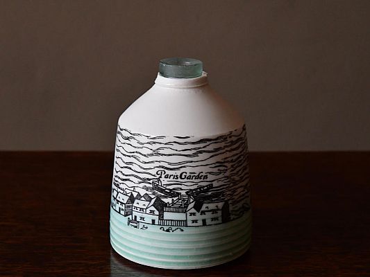 Raewyn Harrison - Mudlarking Bottle.  Porcelain with Glass bottle top found on...