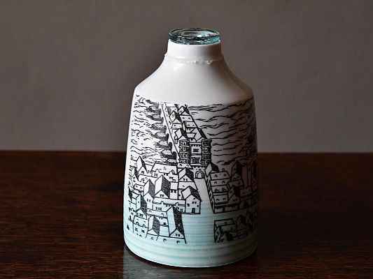 Raewyn Harrison - Mudlarking Bottle.  Porcelain with Glass bottle top found on...