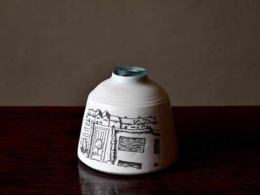 Raewyn Harrison - Mudlarking Inkwell.  Porcelain with glass bottle top found o...