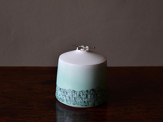 Raewyn Harrison - Mudlarking Inkwell.  Porcelain with pipe stem and handmade p...