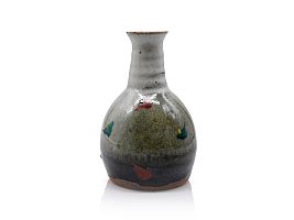 Salt Glazed Faceted Sake Tokkuri by Tomoo Hamada