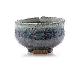 Chawan with ash and iron rich glaze by Yumiko Toda