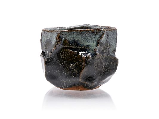 Yumiko Toda - Hand carved oribe ash glaze guinomi