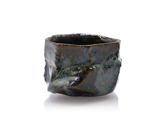 Yumiko Toda - Hand carved oribe ash glaze guinomi