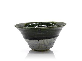 Iro-Shino Oribe bowl by Aaron Scythe