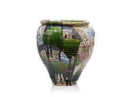 Oribe yobitsugi style large vase by Aaron Scythe