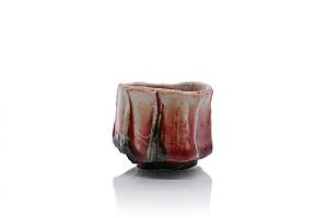 Kurinuki Red Porcelain Sake Cup by Eddie Curtis