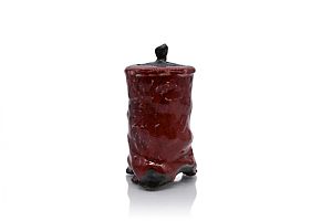 Red 'Wrap; Cha-ire, ceremonial tea caddy by Eddie Curtis