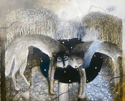 John Lendis - Star Lake with Two Wolves