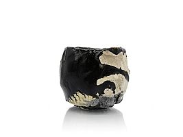 Oribeguro Guinomi (Black Oribe Sake Cup) by Makoto Yamaguchi