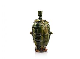 Oribe Vase with Lid by Shigemasa Higashida