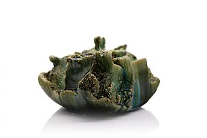 Sculptural Oribe Jar by Shigemasa Higashida