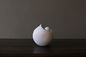 White / Blush Pebble Sculpture by Mitch Pilkington