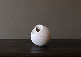 White / Blush Pebble Sculpture by Mitch Pilkington